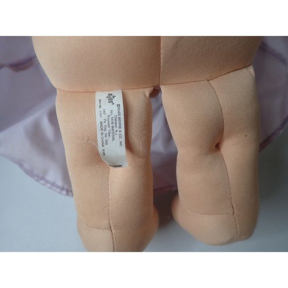 VTG Russ Berrie 12" Troll Doll Girl Purple Satin Dress Plush Soft Body Blue Eyes - Picture 5 of 5